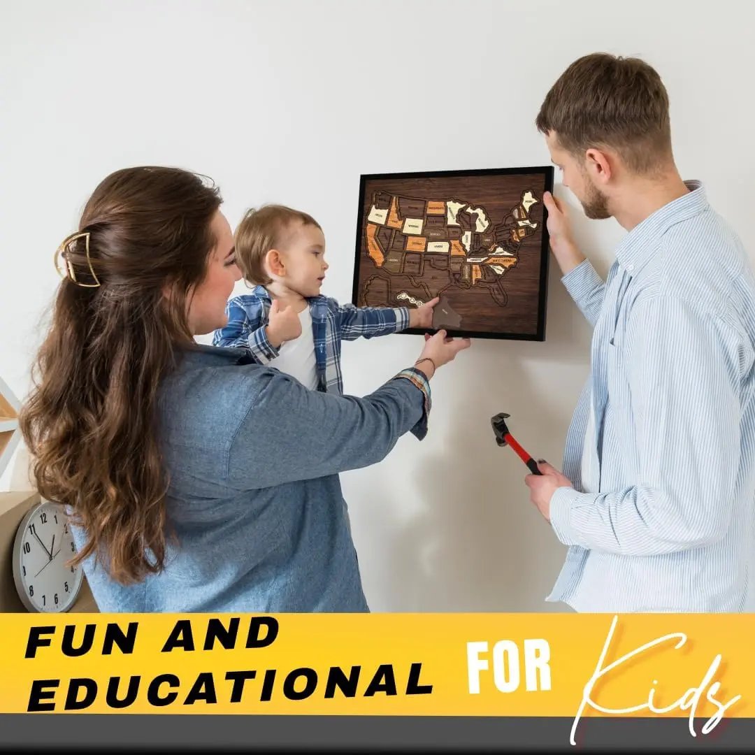 🔥BUY 2 FREE SHIPPING - Wooden USA Travel Map Puzzle🧩