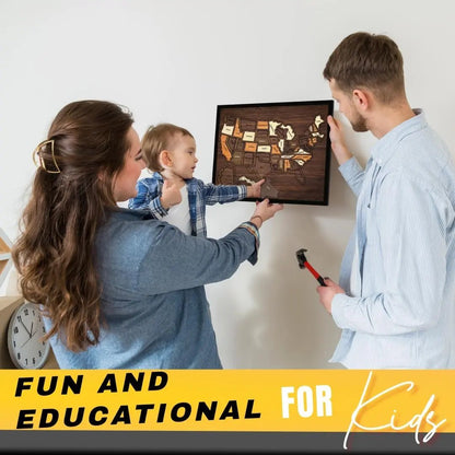 🔥BUY 2 FREE SHIPPING - Wooden USA Travel Map Puzzle🧩
