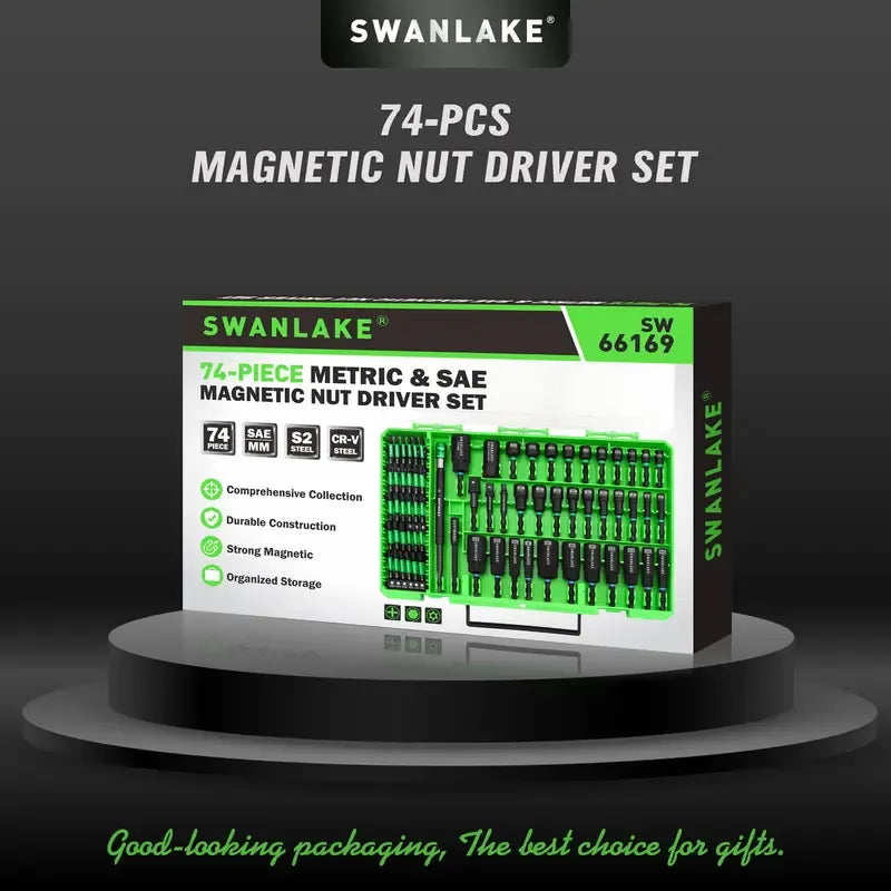Magnetic Nut Driver Set for Impact Drill Metric & SAE, 74 or 41 Piece, Impact Socket Adapter, Power Bits with Magnetic Holder