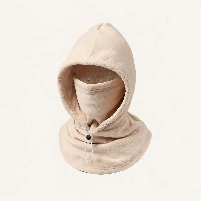 Unisex Cold Weather Fleece Balaclava Hat - Thick Fleece Linings, Windproof Full Face Cover with Hood & Neck Gaiter