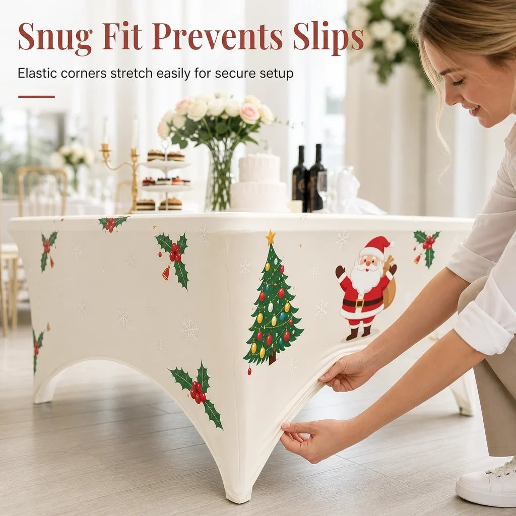 🔥HOT SALE🔥Christmas Stretch Fitted Table Cover for Rectangular Tables