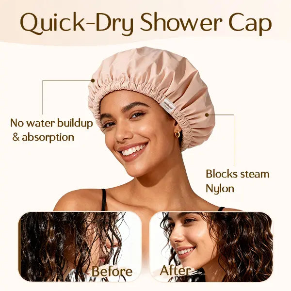 Shower Cap for Women Reusable Waterproof