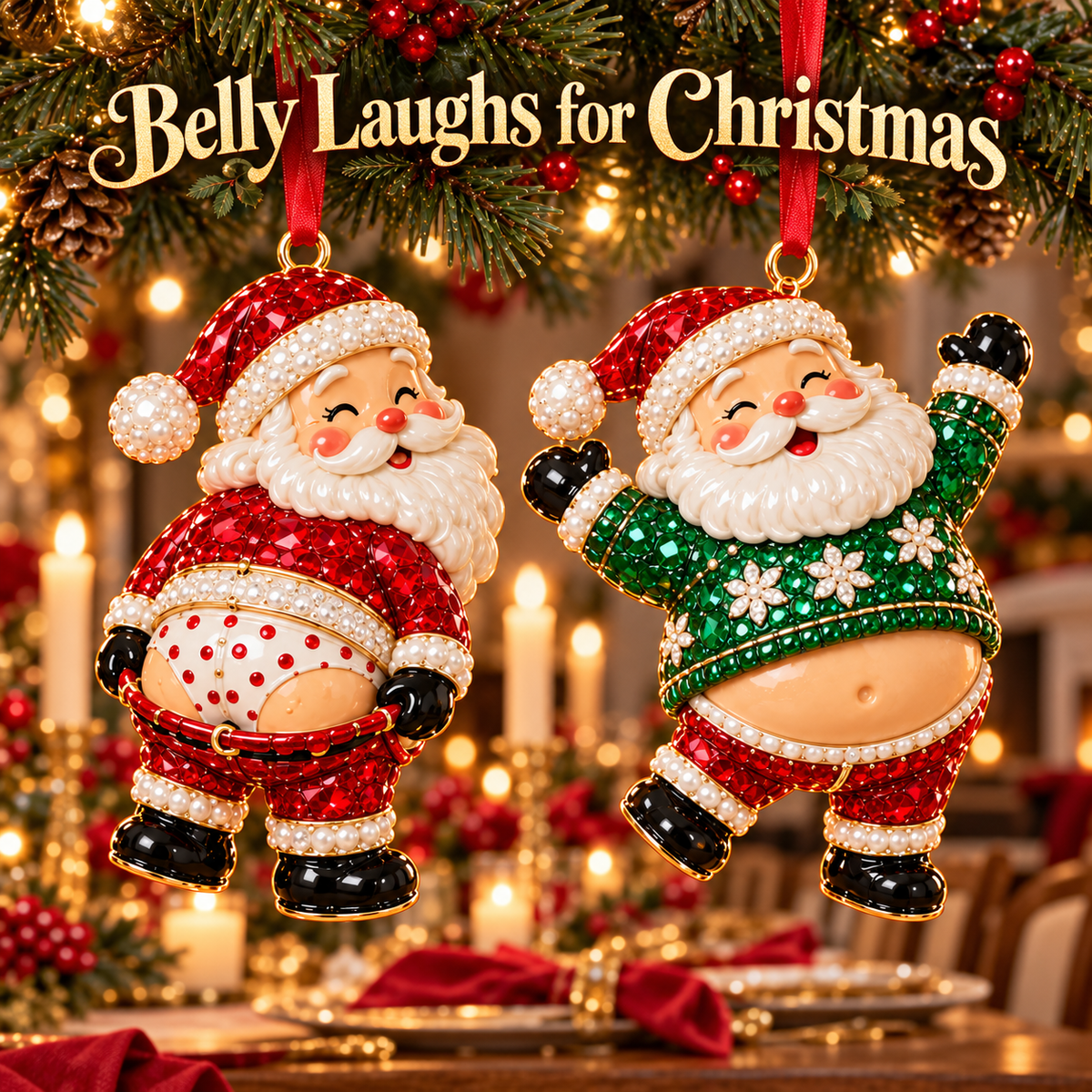 🎅 Santa’s Off-Duty Christmas Ornaments – 8 Funny Holiday Keepsake Designs💪🏄
