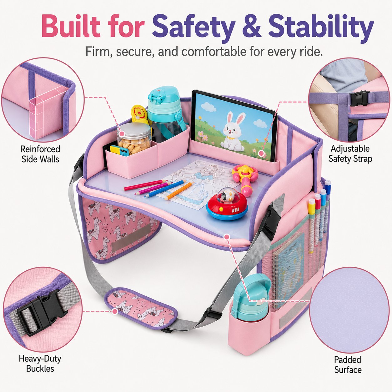 🚗 Kids Car Travel Tray | 5-in-1 Portable Activity Center