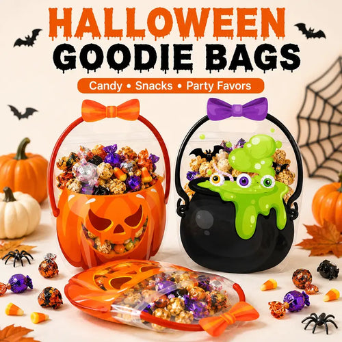 🎃 Halloween Treat Bags with Handles – Pumpkin & Witch Cauldron Goodie Bags for Kids, Candy & Party Favors