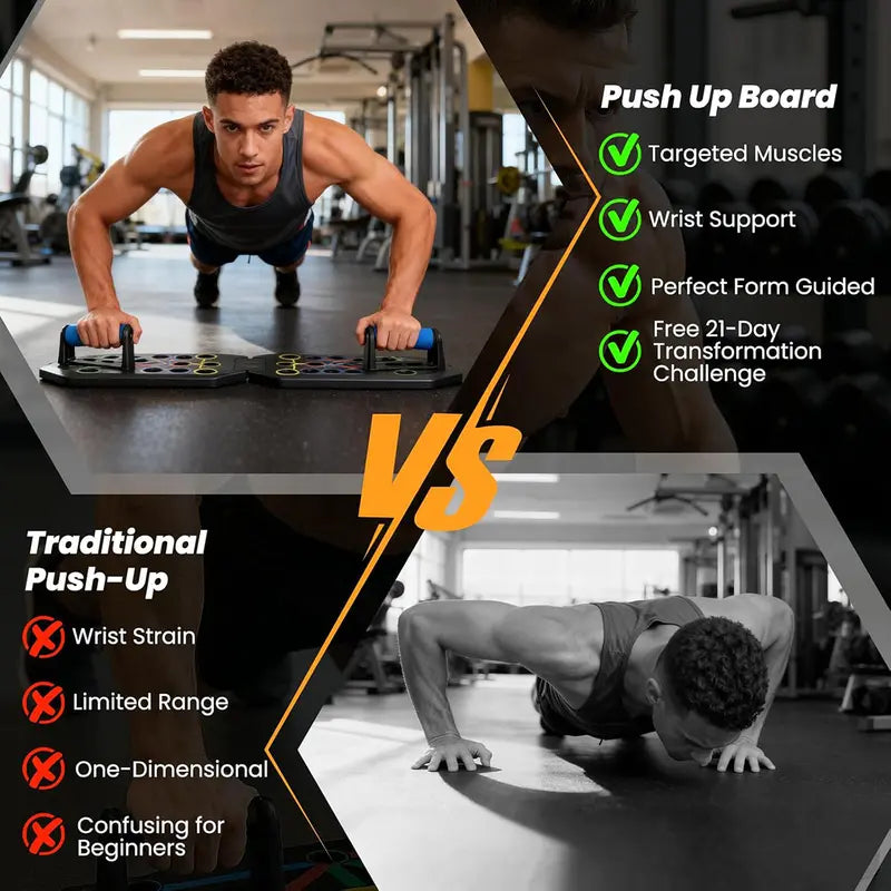 30 Holes Folding Enhanced Push-up Board Fitness Kit with Smart Timer & Counter