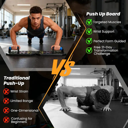 30 Holes Folding Enhanced Push-up Board Fitness Kit with Smart Timer & Counter