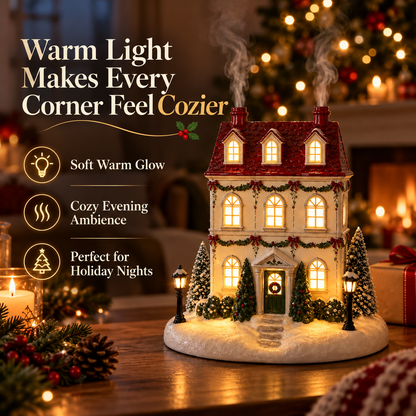 🎄 Christmas House Aroma Diffuser – Warm Light & Gentle Mist Holiday Decor