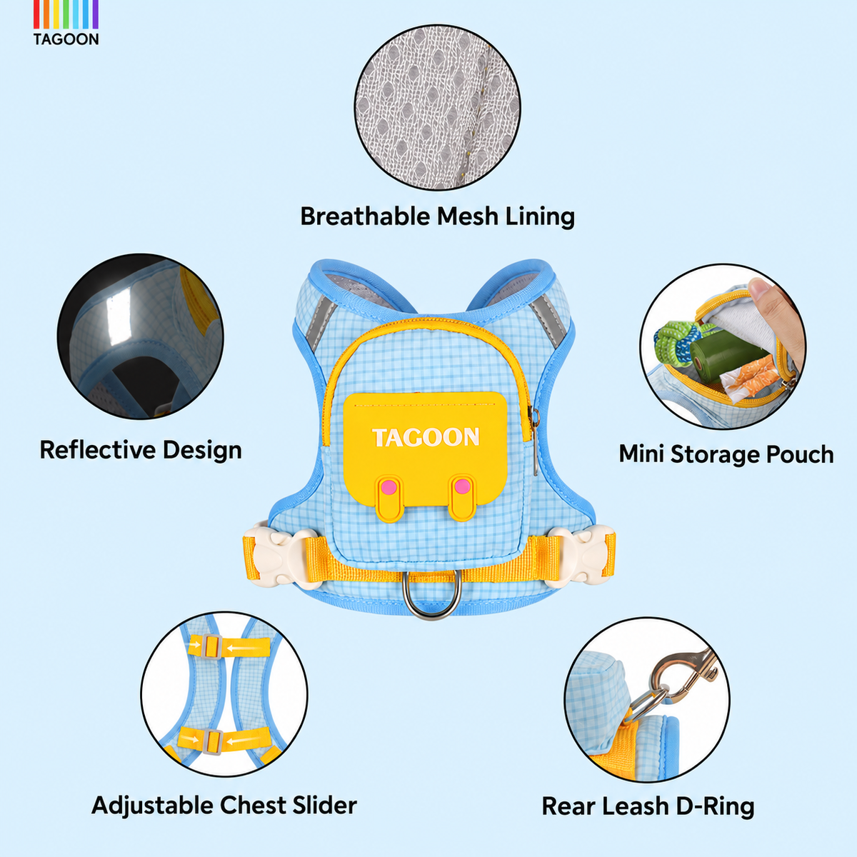 🎒 Pet Backpack Harness & Leash Set – Built-In Storage for Everyday Walks