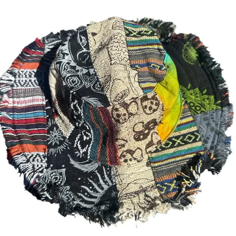 🔥Last Day 49% OFF - 🎩Frayed Patchwork Bucket Hat(✨Shapeable Brim One-of-a-Kind Style}