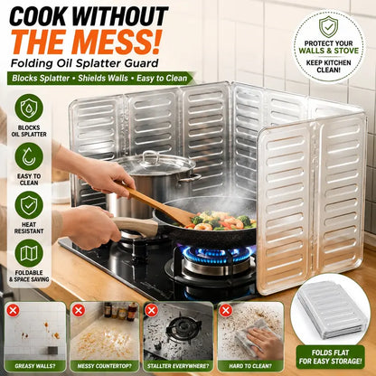 🔥🍳Foldable aluminum foil splatter shield✨ - 👩‍🍳add a protective barrier to your cooking area!🛡️