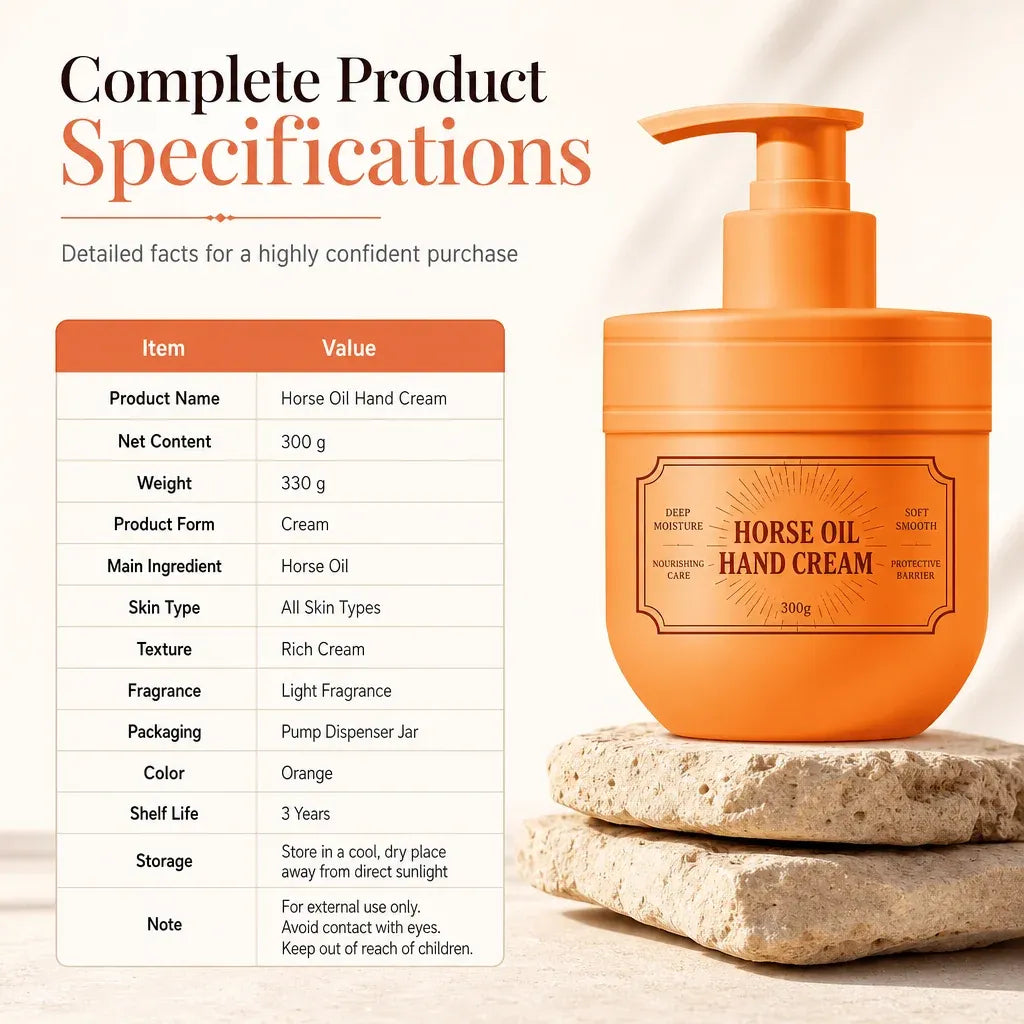 Horse Oil Hand Cream for Moisturizing and Hydrating