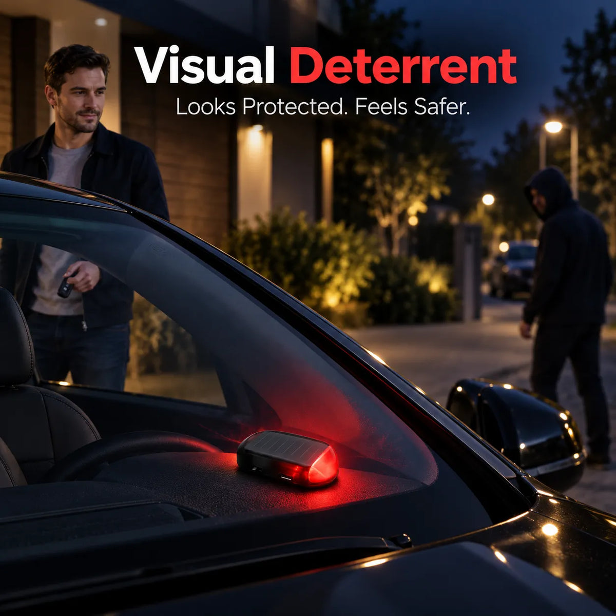 🚗 Solar Car Security Warning Light – Auto-Sensing 5-Second Flash LED with USB Backup Charging