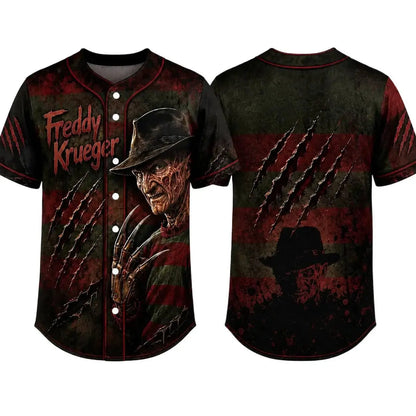 Horror Slasher Baseball Jersey, Classic Horror Movie Characters Shirt, Spooky Squad Halloween Uniform, Halloween party costumes, Halloween Gifts
