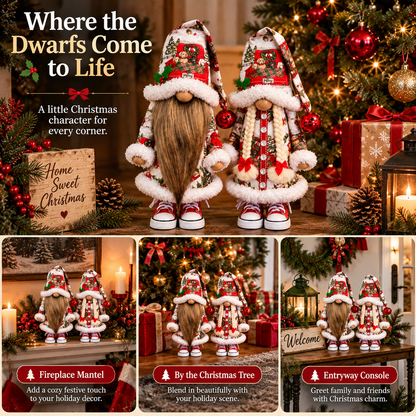 🔥😍Festive Gnome Couple Figurines – Bearded & Braided Hair🎄