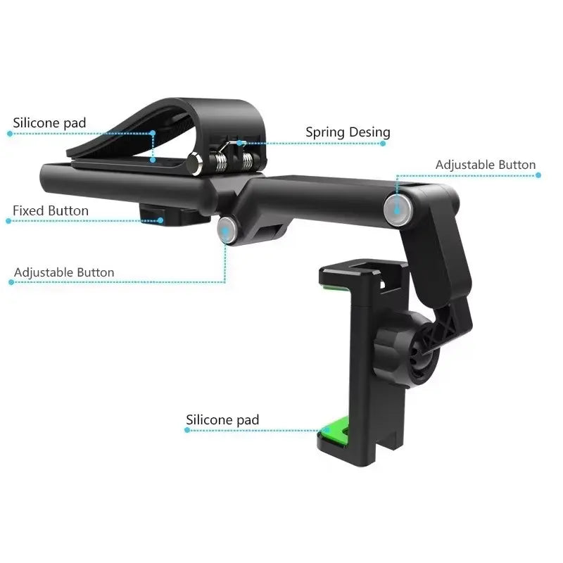 Car Phone Mount - Long Adjustable Arm, 360° Rotatable Anti-Scratch Secure Clamp