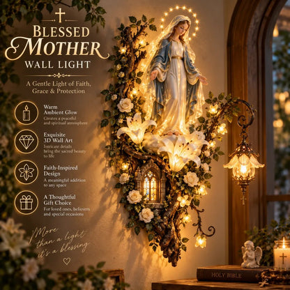 🙏 Blessed Mother Lighted Wall Décor | Virgin Mary 3D Religious Wall Art with Warm Ambient Glow