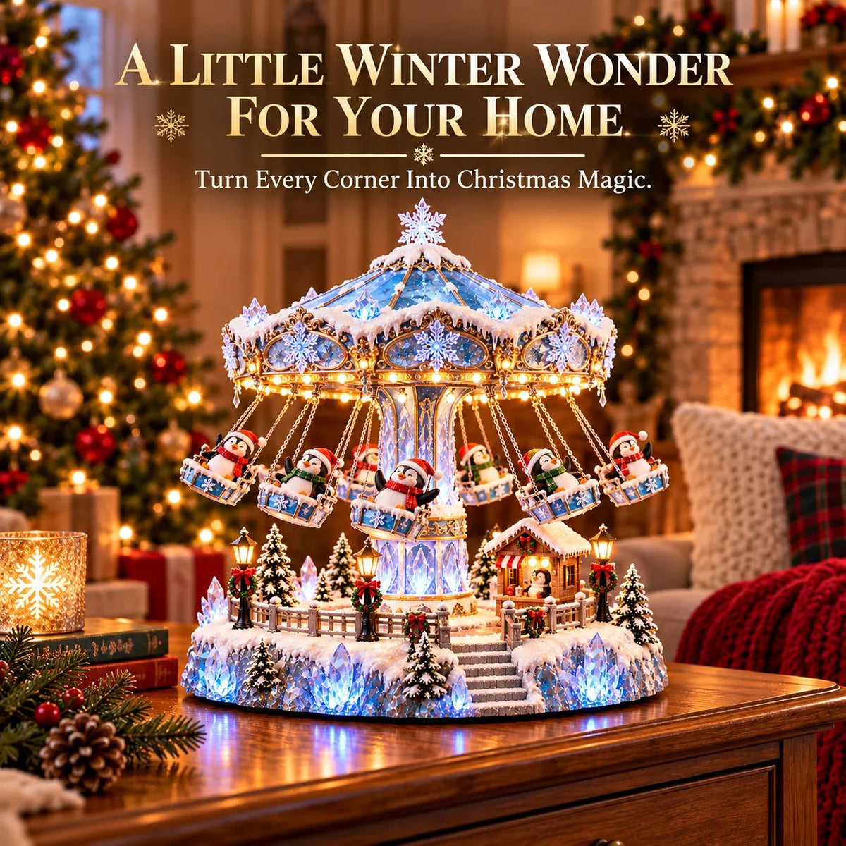 🎄 Christmas offer: 49% off! 🐧 Penguin Winter Swing Carnival – Rotating Christmas decoration with lights ❄️✨
