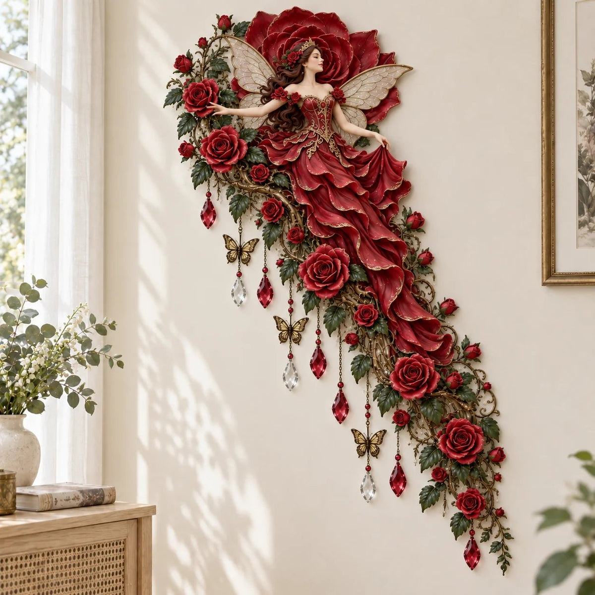 🌹🧚‍♀️Enchanted Flower Fairy Wall Light✨Cascading Floral Decor