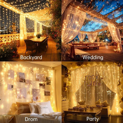 ✨ Remote Controlled LED Curtain Fairy Lights (Not Included Curtain) | 9.8×9.8ft