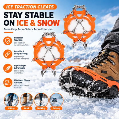 🧊 50% OFF Ice Cleats for Shoes – Anti-Slip Snow Grips for Winter Walking & Hiking