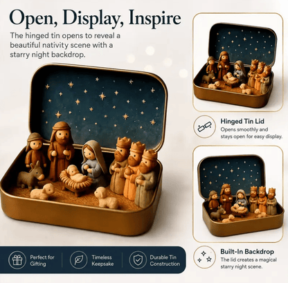 ✝️Religious Pocket-Size Mini Nativity Scene Set with Storage Box