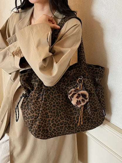 Leopard Print Plush Pendant Bag