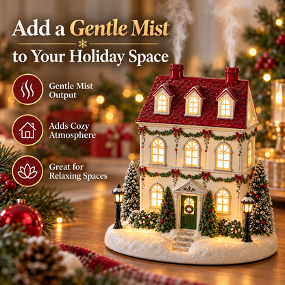 🎄 Christmas House Aroma Diffuser – Warm Light & Gentle Mist Holiday Decor