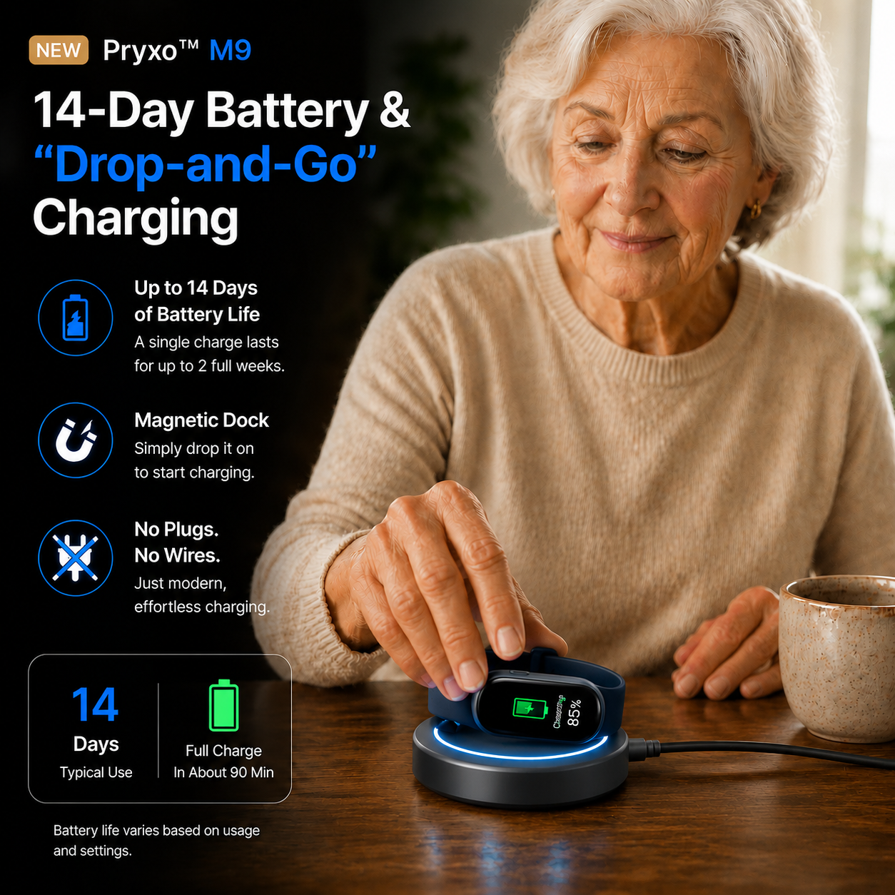 🔥80% OFF Launch Offer 🏆 2026 M9 Non-Invasive Smart Band 📈12 health reports - No-Prick