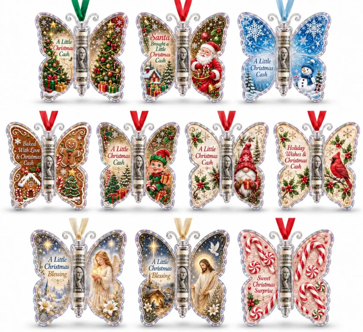 🦋💵 Christmas Cash Gift Butterfly Ornament – Holiday Money Holder Keepsake 🎄✨