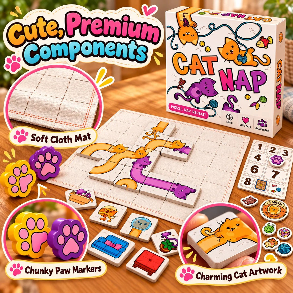 🐱 Cat Nap – Cute Cat Puzzle Board Game for Family Fun & Game Night