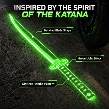 ⚔️🏍️ ShadowKatana – Dual Green Motorcycle Ground Projection Lights