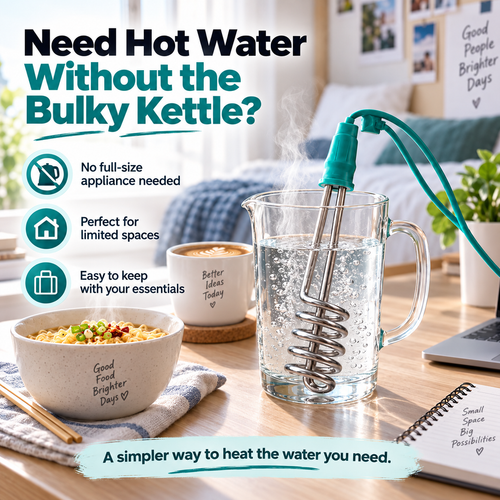 🔌 Portable Immersion Water Heater – Compact Plug-In Design for Small Spaces