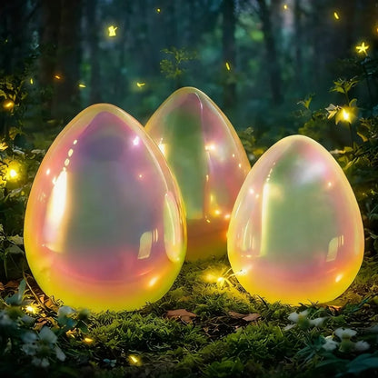 🌌🌟Easter Decor - Glowing Pearlescent Glass Egg Trio