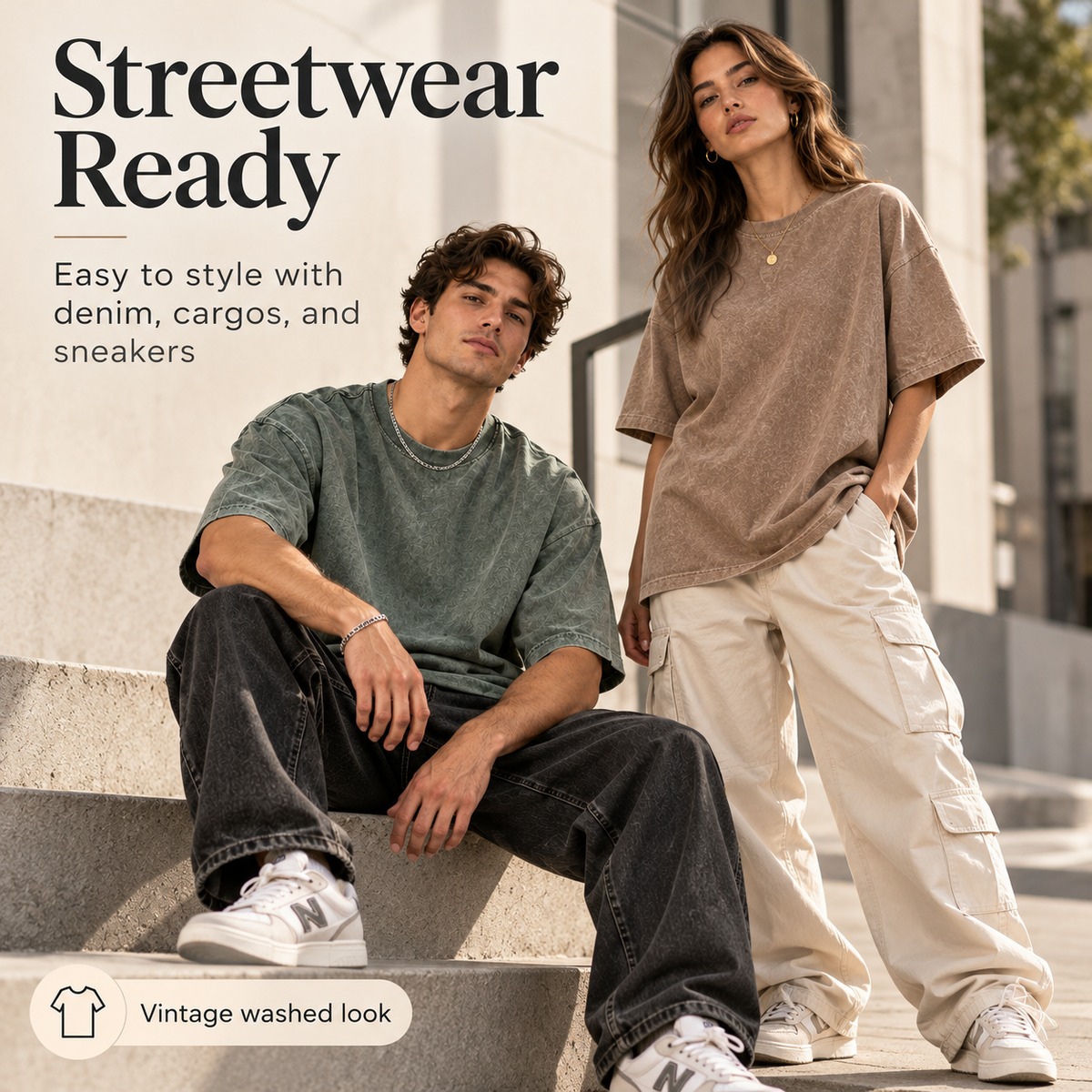 Vintage Washed Oversized T-Shirts – 4-Pack