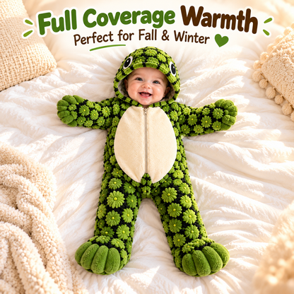 🐢 Little Turtle Plush 3D Shell Baby Onesie – Cute Hooded Cozy Romper