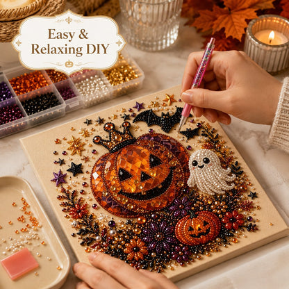 🔥LAST DAY 50% OFF - 🎃 Halloween Pearl Diamond Art Kit – DIY 3D Sparkling Bead Painting Craft For Spooky Home Decor