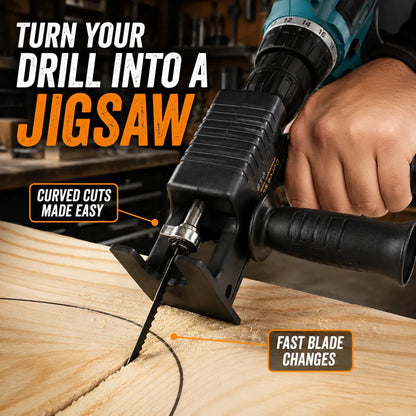 Drill-Powered Jigsaw Adapter Kit with Side Handle & 3 Blades