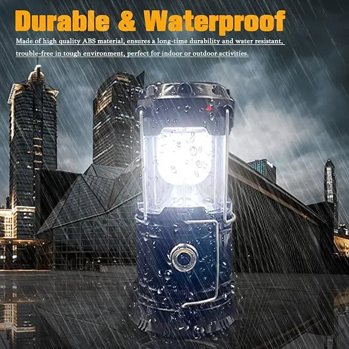 Foldable LED Camping Lantern with Solar & USB-C Charging and Flashlight Mode