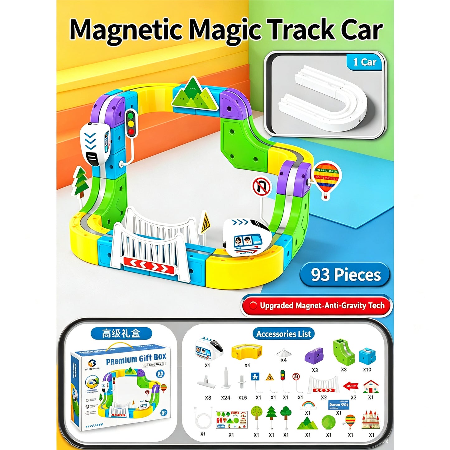 ⏰Electric Train Set 3D Magic Flexible Race Track for Kids 3-8 Years Old, Anti-Gravity STEM Toy