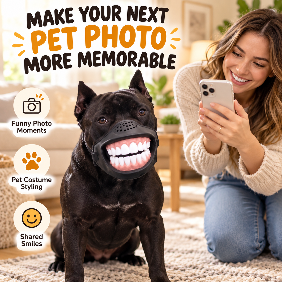 🐶😁 GrinPup – Funny Dog Teeth Muzzle for Pet Costume & Photos