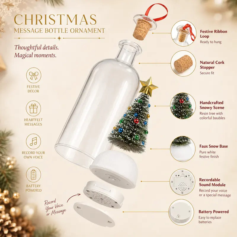 Recordable Christmas Message in a Bottle Ornament