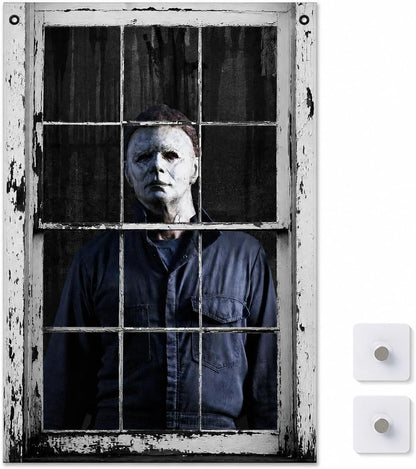 👁️ [Scare Neighbors] 3D Halloween Window Poster: Realistic Horror Scene