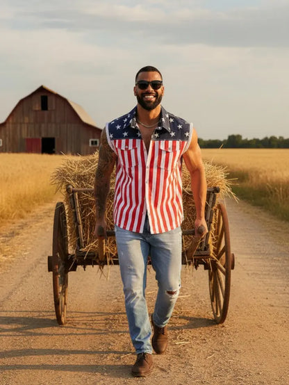 🦅4th of July Men’s and Women's American Flag Denim Vest