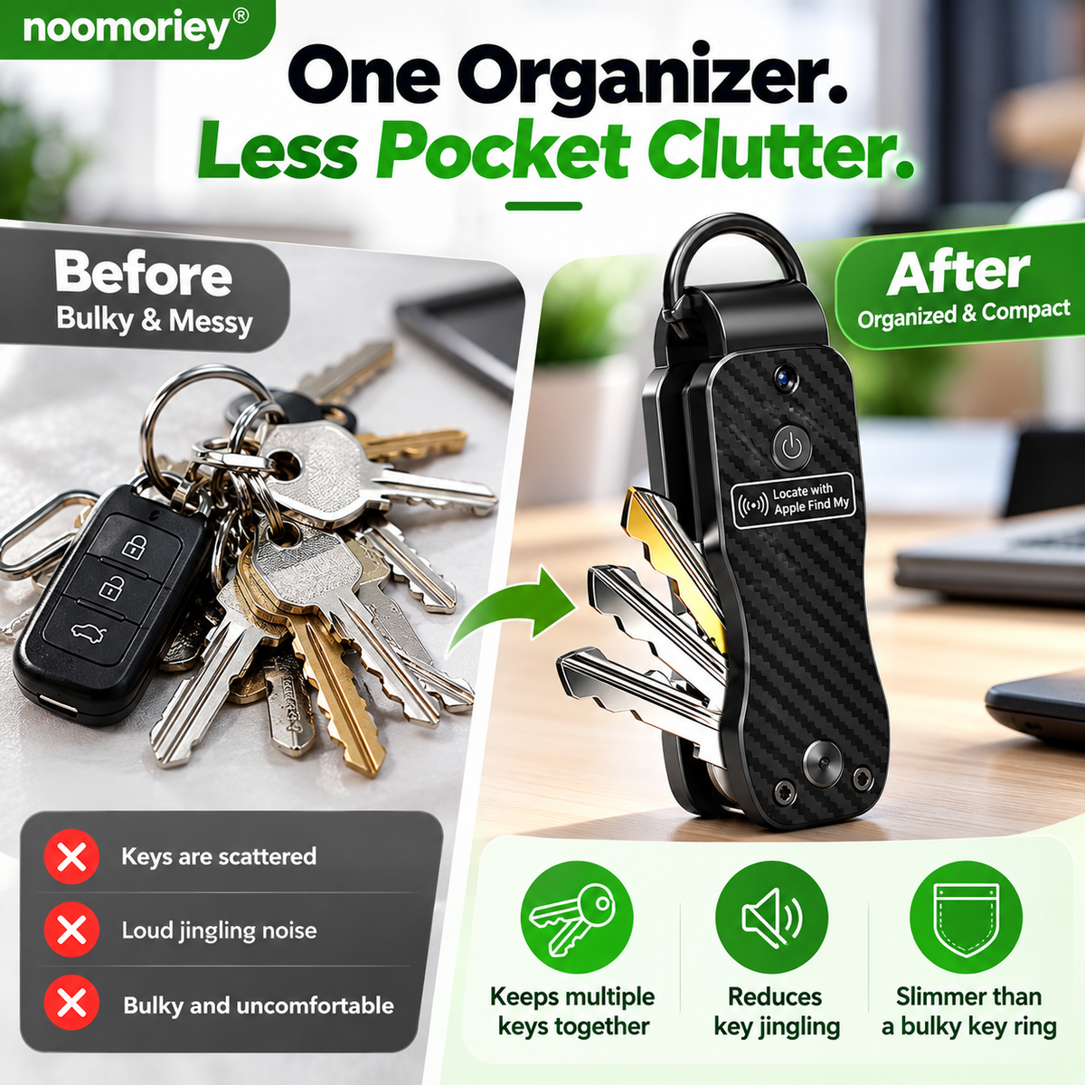 🔑 Smart Key Organizer with Find My Tracking & Sound Alert