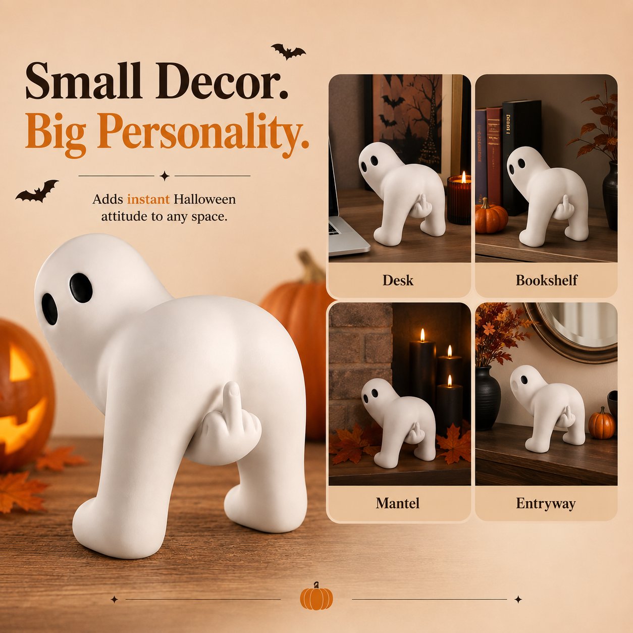 👻Cheeky Ghost Figurine – Funny Halloween Tabletop Decor