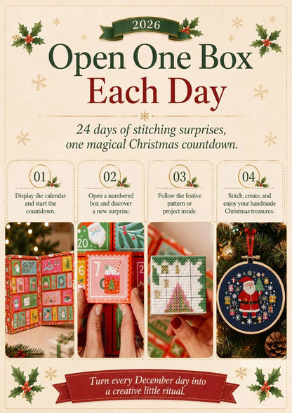 🔥 Last Day 49% OFF - 🎄🧵 2026 Cross Stitch Advent Calendar Box | 24 Days of Stitching Surprises for a Magical December 🎁 ✨
