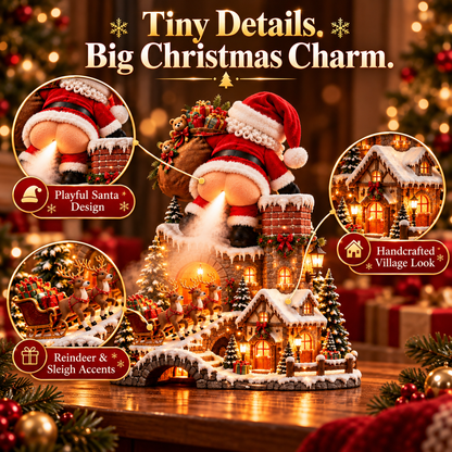 🎅 Santa’s Cheeky Christmas Village™ – Lighted Aroma Diffuser with Funny Santa Mist & Magical Holiday Glow