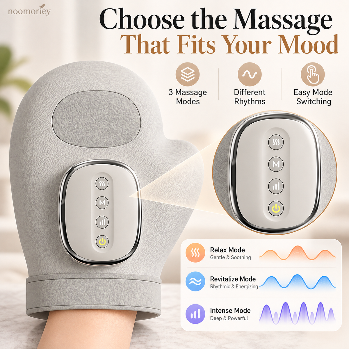 Hand Massager with 3 Massage Modes, Heat and Compression Function, for Arthritis, Relief of Carpal Tunnel and Trigger Finger Pain
