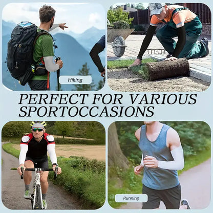 2 Pairs UV Protection Cooling Arm Sleeves for Men & Women UPF 50 Cooling Sports Sleeve Compression Sun Sleeves